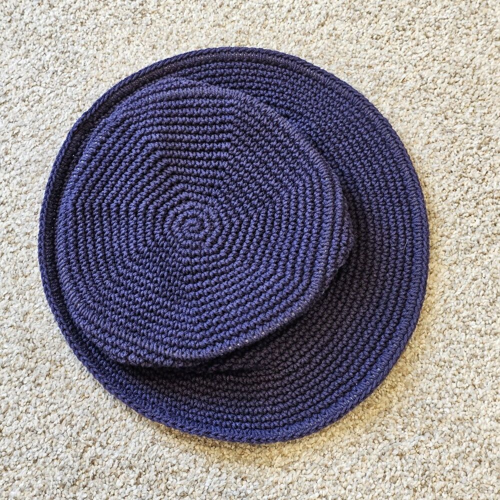 Vintage Heads Up by Rico Purple Crochet Sun Hat 100% Cotton Wide Brim Boho Cap